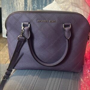 Michael Kors Deep Purple Quilted Satchel with Shoulder Strap
